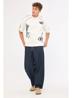 外贸原单Com*mon Need复古锦鲤短袖T恤宽松休闲V领球服上衣 1865