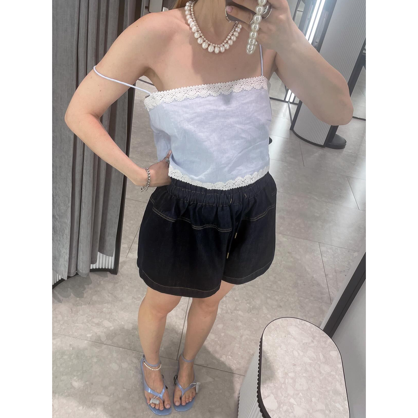 外贸原单LIM*E抽绳弹力莱赛尔混纺设计感明线宽松牛仔短裤C1 2248,女装/女士精品,牛仔裤,淘宝优惠券,粉丝福利购,淘宝优惠卷