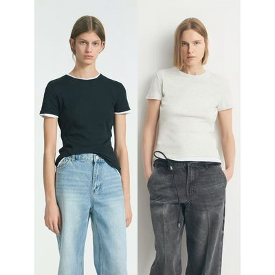 双层两件套舒适圆领T恤