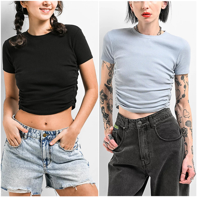 Zi*neSinah侧边束带短款T恤