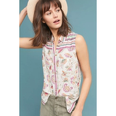 Anth 安家Ira 印花衬衫 外贸原单 背心单排扣开衫 几何图案上衣tee