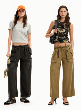 外贸原单Des*igual天丝™莱赛尔宽松休闲柔软阔腿工装裤DS3 1255