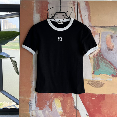 LIM*E纯棉黑色短袖圆领T恤