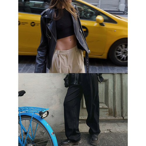 轻薄弹力三色低腰西装裤