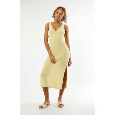 V领修身中长毛衣连衣裙