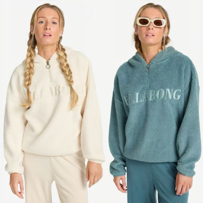 清新浪感半拉链套头抓绒卫衣