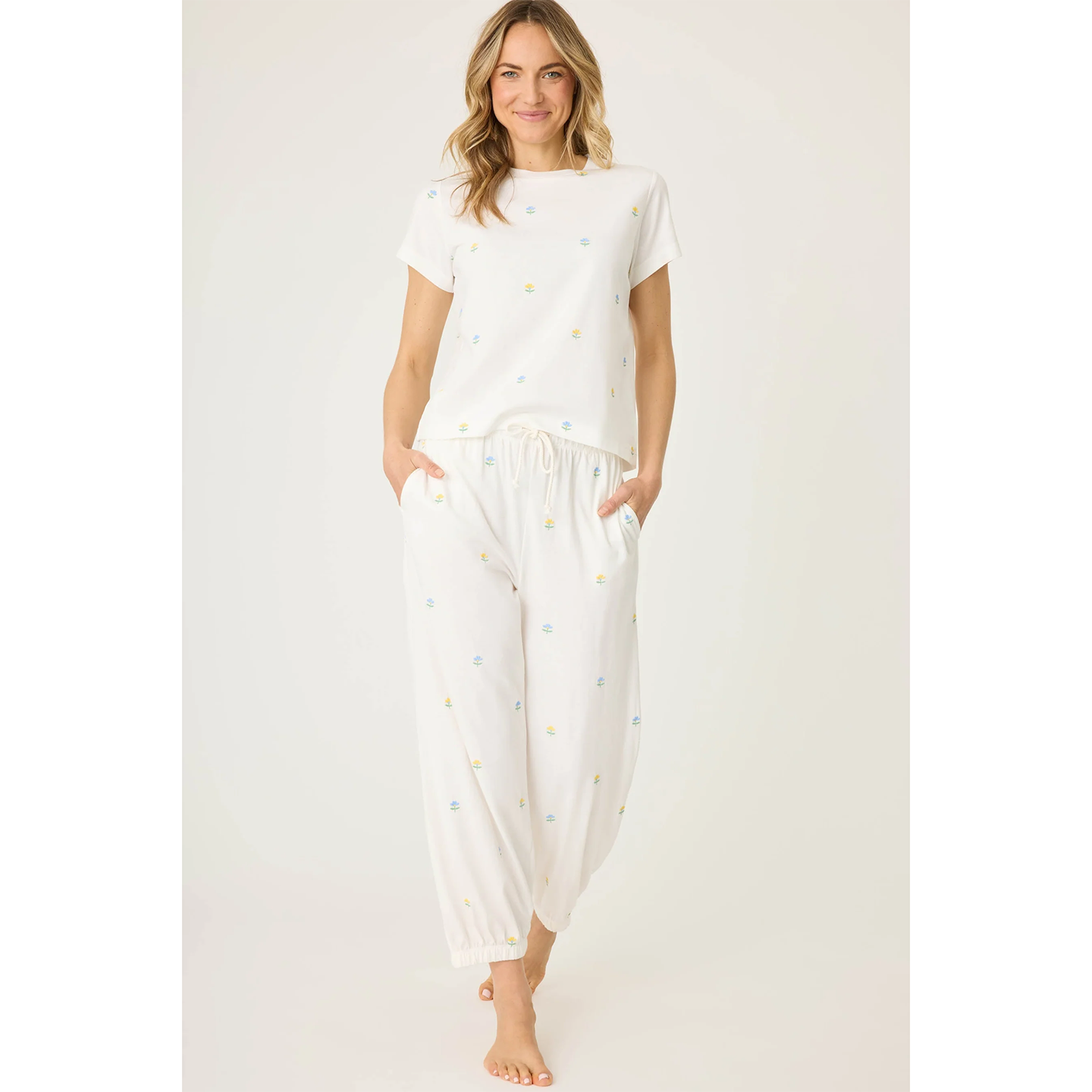 刺绣花瓣莫代尔棉针织灯笼裤