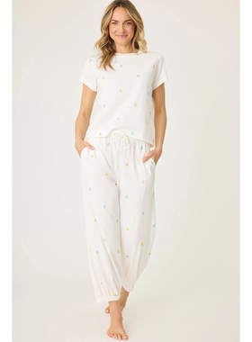 外贸原单PJS*alvage轻盈精致刺绣花瓣莫代尔棉松紧腰灯笼裤1511