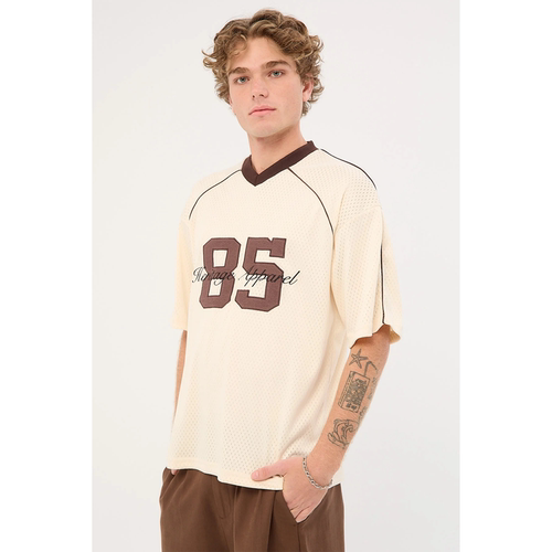 美式运动V领球衣米黄