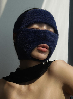 外贸原单RUV*E个性蓝色针织保暖套头防寒面罩防风头套一体围脖