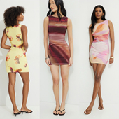 外贸原单Dyn 1683 显瘦迷你连衣裙 amite Katia褶饰网眼性感修身