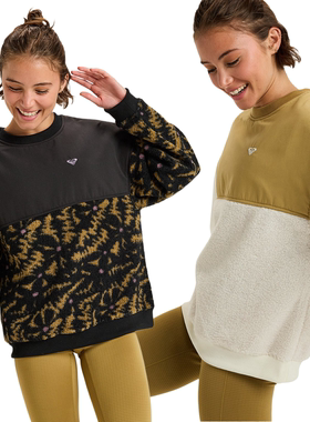 外贸原单Rox*y拼接运动宽松休闲百搭抓绒保暖圆领卫衣衫 C2 1847