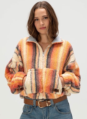 外贸原单Rox*y亮丽羊皮纸经典色全拉链外套羊羔绒抓绒卫衣D 2826