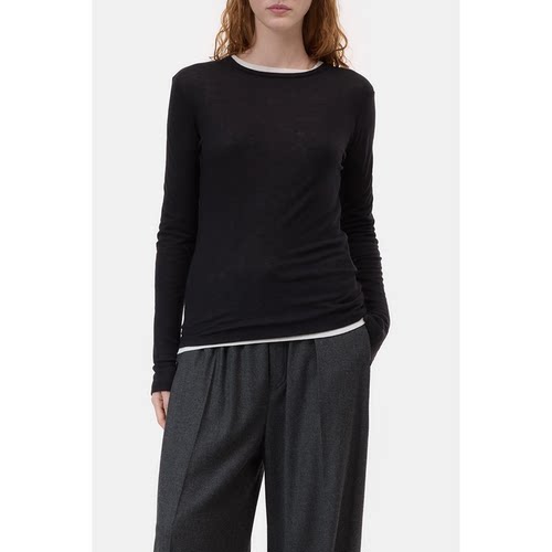 外贸原单MAA*G俄单松弛百搭轻薄透气纯色莱赛尔长袖T恤B7 2356