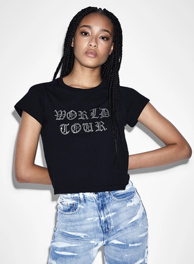 外贸原单Ksu*bi 质量超赞！带钻不掉钻！Flash迷你短袖T恤上衣tee