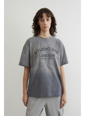 俄罗斯lim出口外贸独特色调字母印花纯棉圆领宽松短袖T恤B8 3752