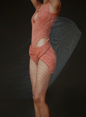 外贸原单RUV*E  ANALI橙红色连体衣+短裤拆分两件套 古灵精怪短裤