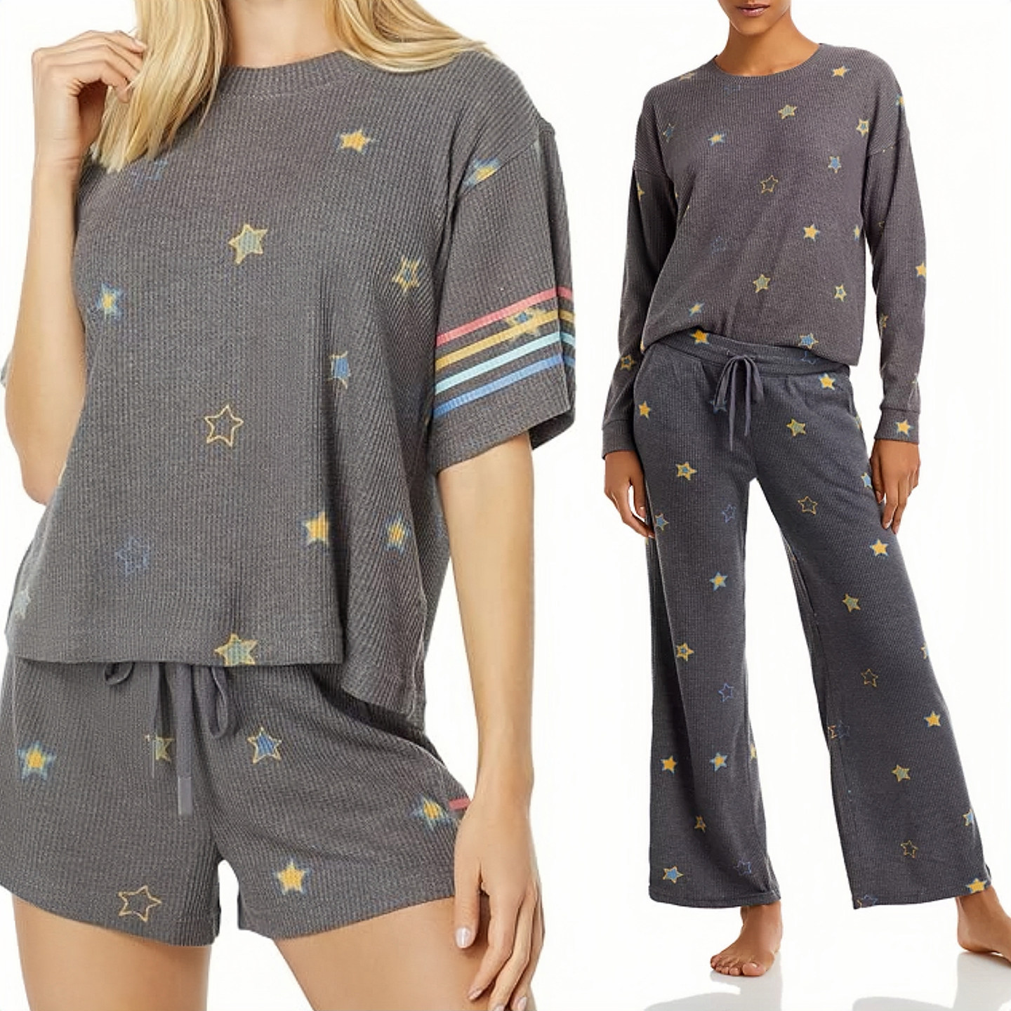 长袖睡衣睡裤套装灰色星星