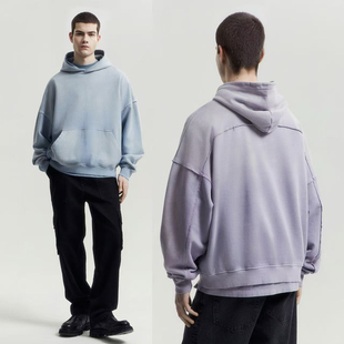 401 超大号毛边做旧宽松休闲连帽卫衣5743 1811 E男款 外贸原单LIM