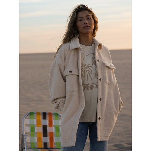 羊羔绒中长款衬衫外套