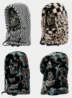 外贸原单Vol*com钻石口罩围脖一体保暖防风护耳毛绒兜帽 B7 1855