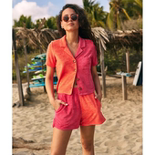 外贸原单Mar 拼色弹力橡筋腰围性感柔软 短裤 ine Layer复古毛圈