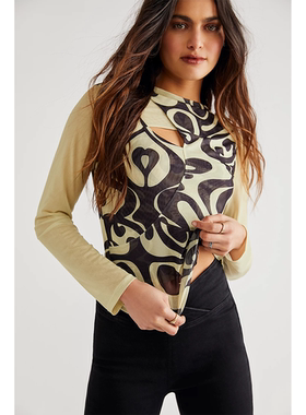 外贸原单FIND ME NO*W &FP-VEGA网状背心T恤打底叠穿几何花纹图案