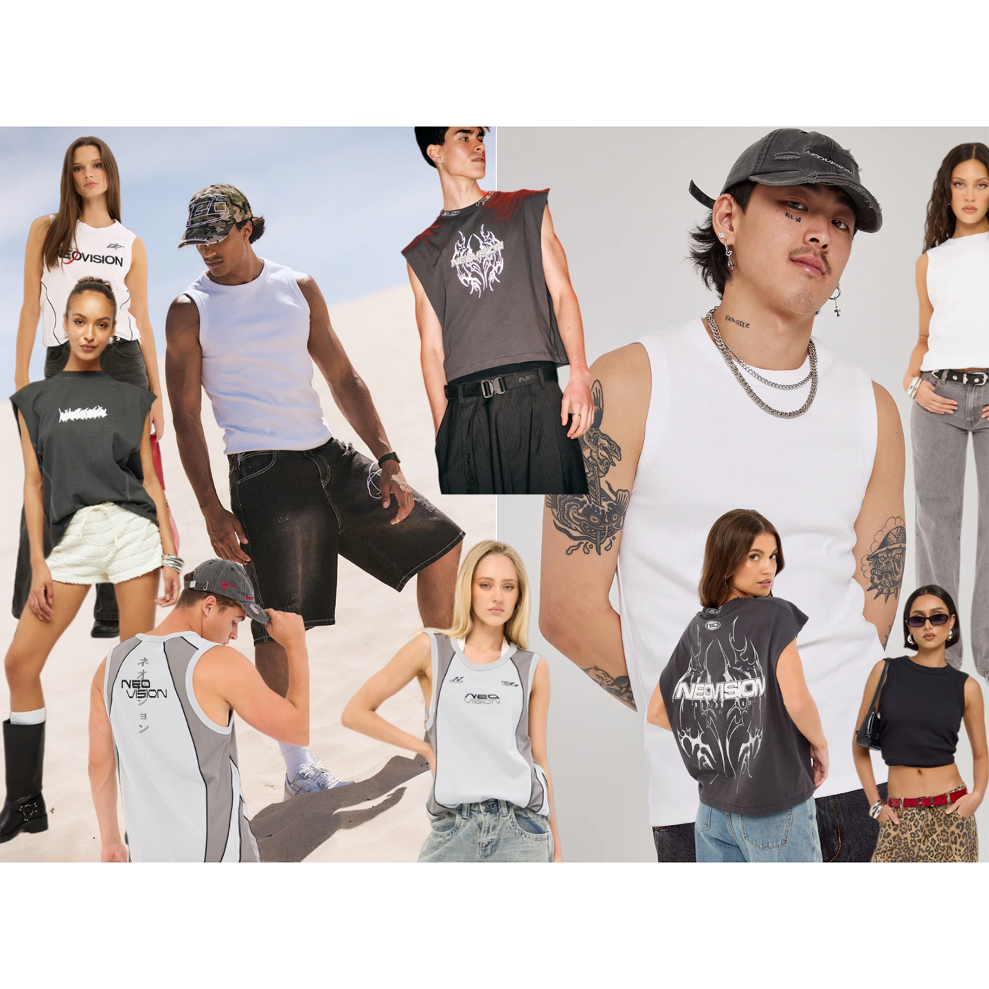 外贸原单Neo*vision男女同款背心字母印花宽松运动无袖T恤 3310