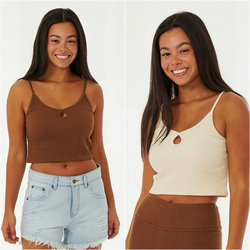 短款小镂空吊带背心两色