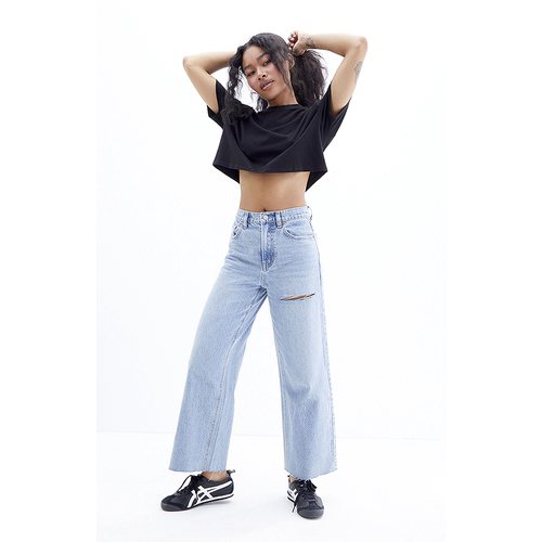 Pac*Sun浅靛蓝破洞阔腿牛仔裤