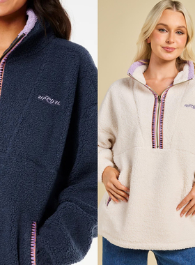 外贸原单Ri*p Curl复古休闲夏尔巴羊羔绒摇粒绒套头衫两色 1723