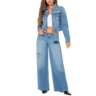 低腰阔腿牛仔裤千禧叛逆风