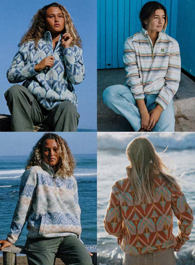 外贸原单Bil*labong奶盖高领半拉链抓绒衫摇粒绒羊羔绒A10 1947