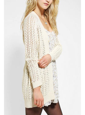 出口 UO原D Kinchi B1ue 洞洞针织开衫 中长慵懒外套轻薄网眼毛衣