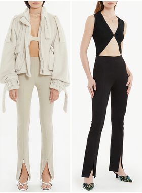 外贸原单RUV*E 微弹修身开叉裤小脚裤西装铅笔裤直筒裤长裤侧拉链