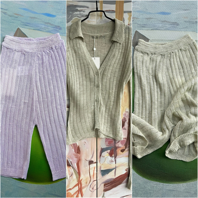 针织中短裤+长袖针织衫薄款