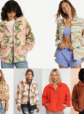 外贸原单Bil*labong休闲宽松舒适外套泰迪熊摇粒绒羊羔毛B8 1982