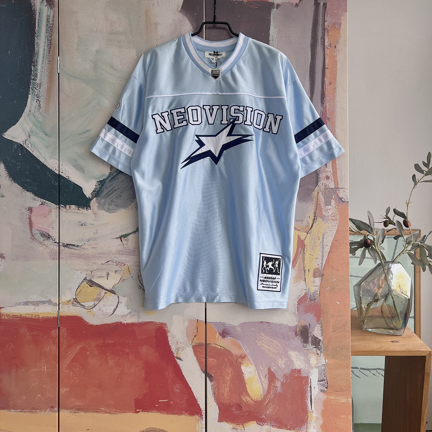 外贸原单Neo*vision蓝色星短袖球衣V领T恤宽松运动上衣B5 2435