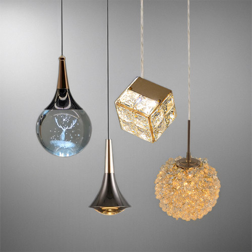 灿丽轻奢铝材水晶吊灯床头灯