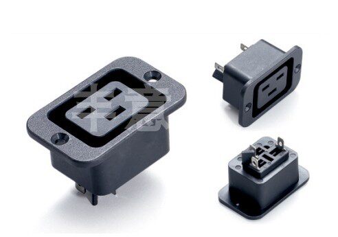 AC电源插座SS-3B大功率16A250V带耳朵螺丝UPS模块安装孔C19母头