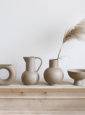 北欧居家客厅ins风桌面玄关陶瓷花瓶装饰摆件插干花创意民宿摆设