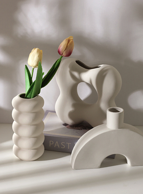 北欧ins风素烧插花陶瓷花瓶客厅民宿创意玄关电视柜装饰艺术摆件