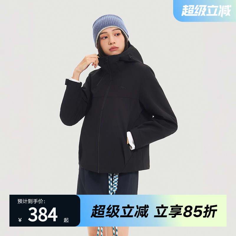 PONY波尼1972春季新品女子户外出行防泼水防风连帽外套251W2KJ30