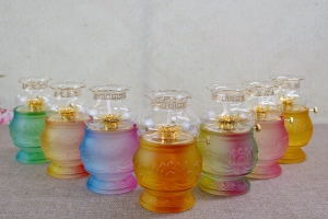 供佛油灯琉璃酥油灯莲花佛灯灯家用油灯财神长明灯佛前供灯摆件