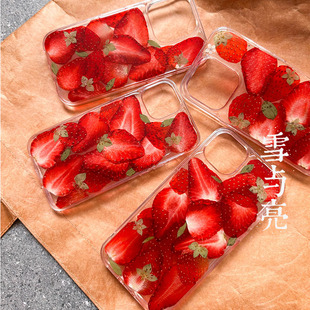 草莓标本手机壳丹东99草莓日系小红书同款 适用苹果15pro三星华为