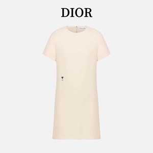 Dior/迪奥 24夏季新款法式赫本风小蜜蜂刺绣直筒纯色短袖连衣裙女