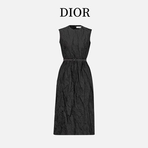 Dior/迪奥 24春夏新款法式赫本风金属珠饰刺绣中长款无袖连衣裙女