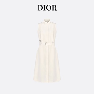 Dior/迪奥 24春夏新款小蜜蜂刺绣中长款衬衫式无袖燕子领连衣裙女