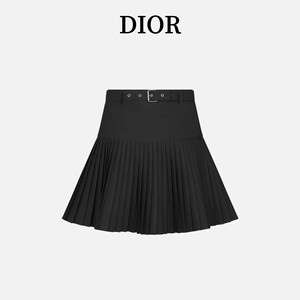 Dior/迪奥 2024夏季新款经典学院风短裙华达呢喇叭形百褶半身裙女