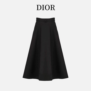 迪奥 2024夏季 新款 半身裙女 Dior 优雅气质小黑裙法式 赫本风中长款